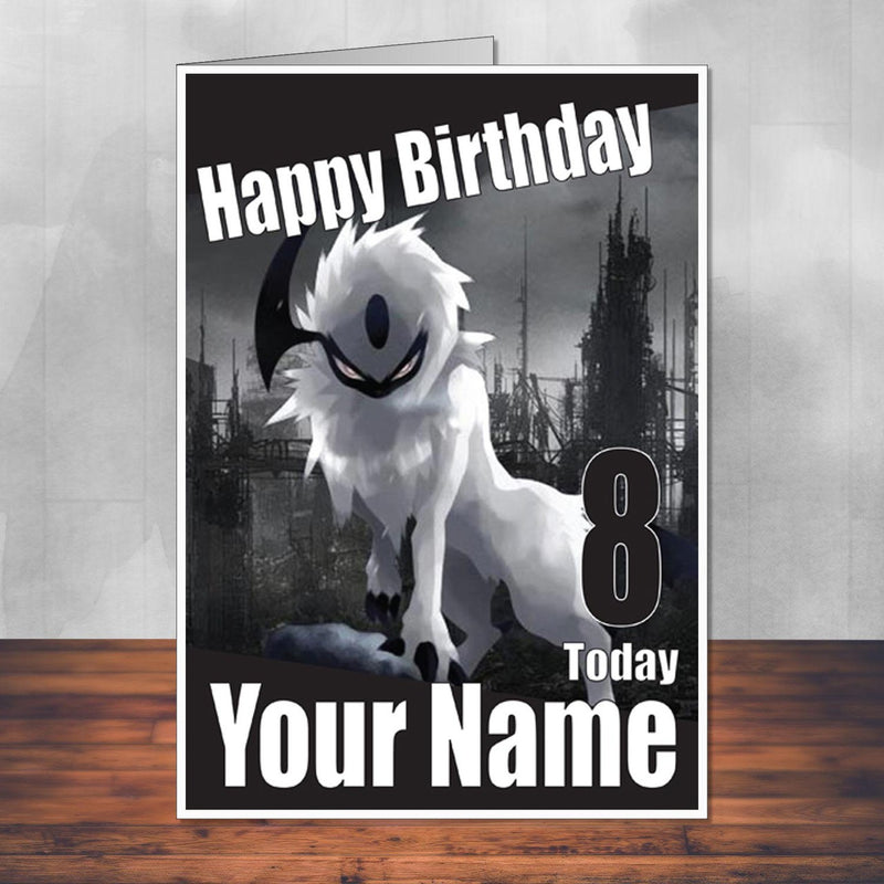 Absol Pokemon Go THEME INSPIRED Kids Adult Personalised Birthday Card Birthday Card