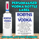 PERSONALISED Absolut Vodka Bottle Label - custom name bottle lables
