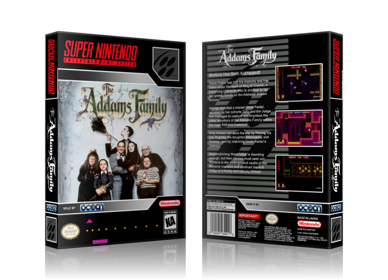 Addam's Family Replacement Nintendo SNES Game Case Or Cover