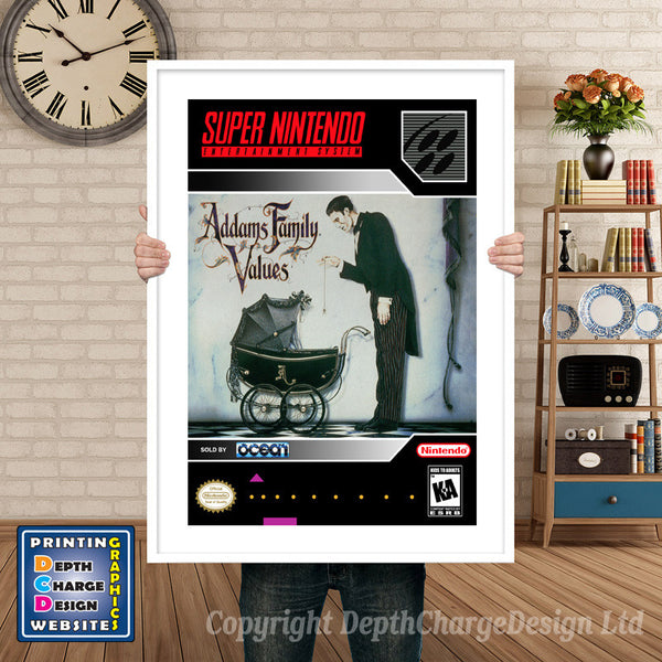 Addams Family Values Super Nintendo Game Inspired Theme Retro Gaming Poster