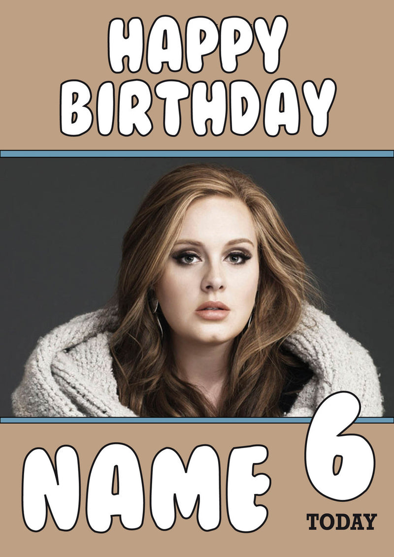 Adele Music Style Kids Adult FUNNY Birthday Card