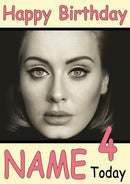 Adele Personalised Music Style Kids Adult FUNNY Birthday Card