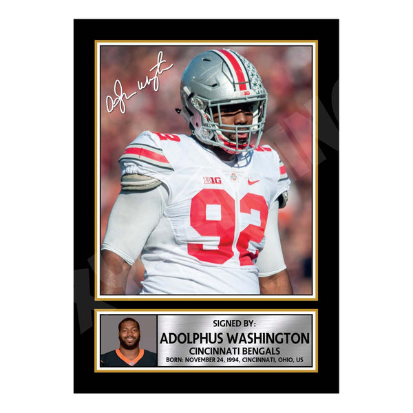 Adolphus Washington 2 American Football Printed Signature Print – Reproduction Print