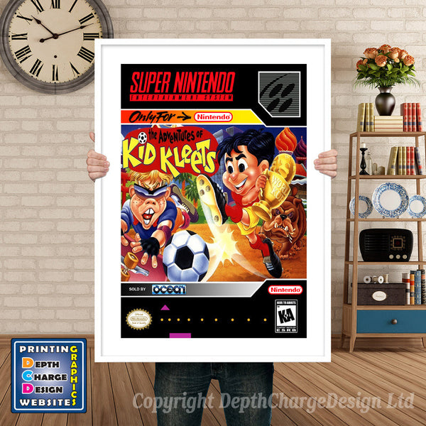 Adventures of Kid Kleets Super Nintendo Game Inspired Theme Retro Gaming Poster
