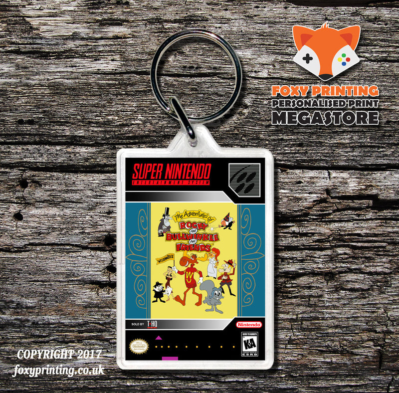 Adventures Of Rocky And Bullwinkle And Friends Game Inspired Retro Gaming Keyring