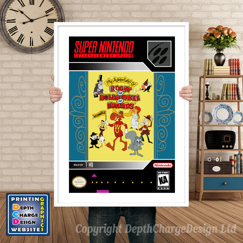 Adventures Of Rocky And Bullwinkle And Friends Super Nintendo GAME INSPIRED THEME Retro Gaming Poster A4 A3 A2 Or A1