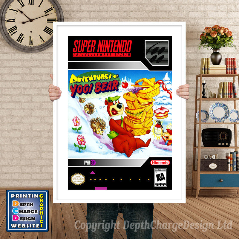 Adventures Of Yogi Bear Super Nintendo GAME INSPIRED THEME Retro Gaming Poster A4 A3 A2 Or A1
