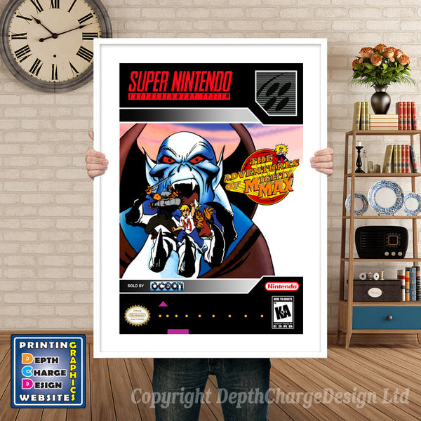 Advnetures of Mighty Max Super Nintendo Game Inspired Theme Retro Gaming Poster