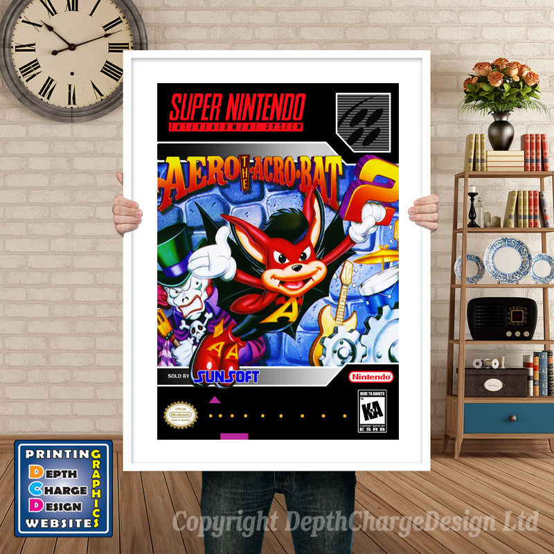 Aero The Acrobat 2 Super Nintendo GAME INSPIRED THEME Retro Gaming Poster A4 A3 A2 Or A1