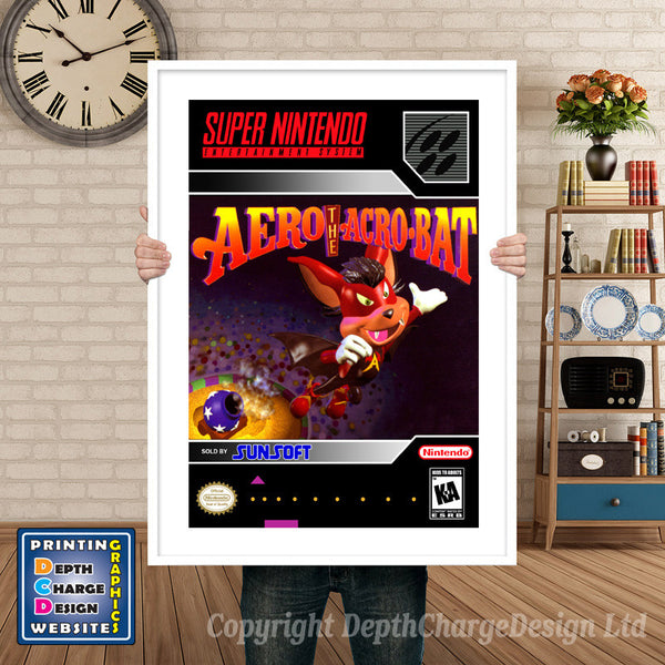 Aero the Acrobat Super Nintendo Game Inspired Theme Retro Gaming Poster