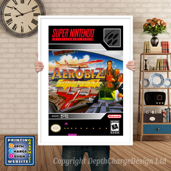 Aerobiz Supersonic Super Nintendo Game Inspired Theme Retro Gaming Poster