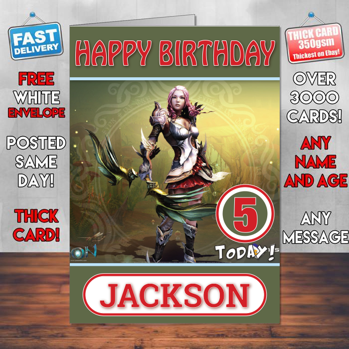 Personalised Aion Online Inspired Style Game Kids Inspired Birthday Card (SA)