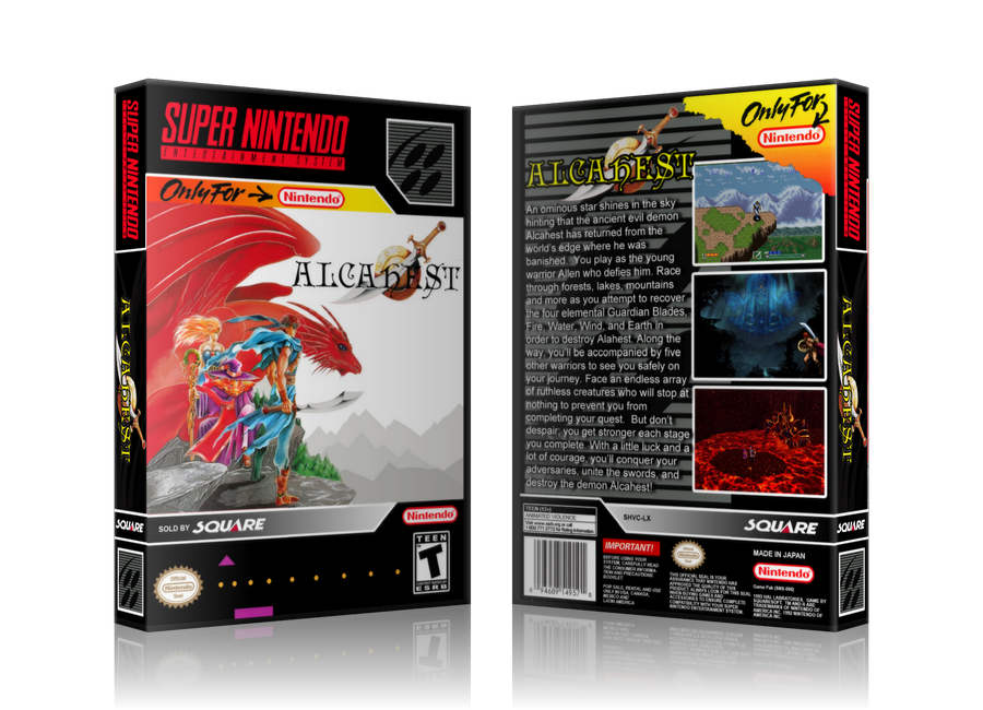 Alcahest Replacement Nintendo SNES Game Case Or Cover – SNES Replacement Game case product image 1