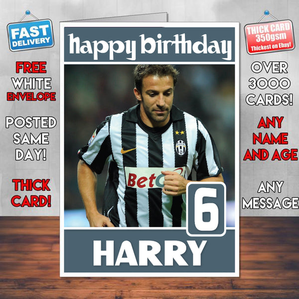 Alessandro Del Piero Theme Inspired Kids Inspired Adult Personalised Sports Birthday Card (SA)