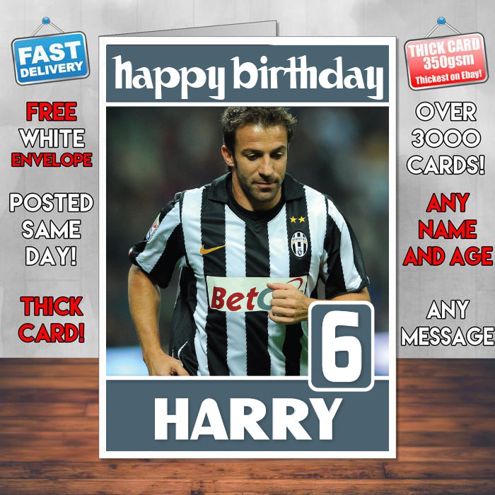 Alessandro Del Piero Theme Inspired Kids Inspired Adult Personalised Sports Birthday Card (SA)