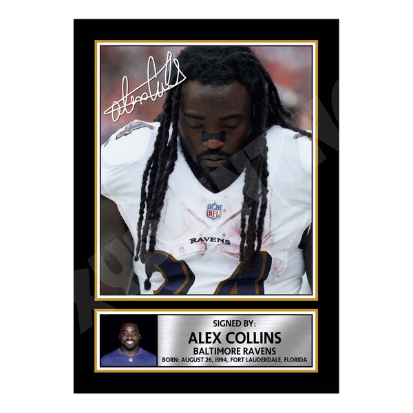 Alex Collins 2 American Football Printed Signature Print – Reproduction Print