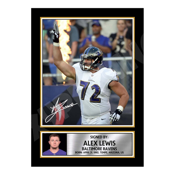 Alex Lewis 1 American Football Printed Signature Print – Reproduction Print