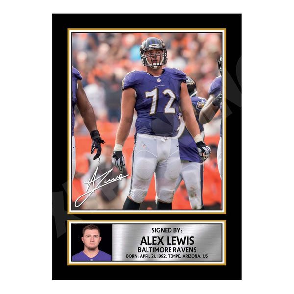 Alex Lewis 2 American Football Printed Signature Print – Reproduction Print