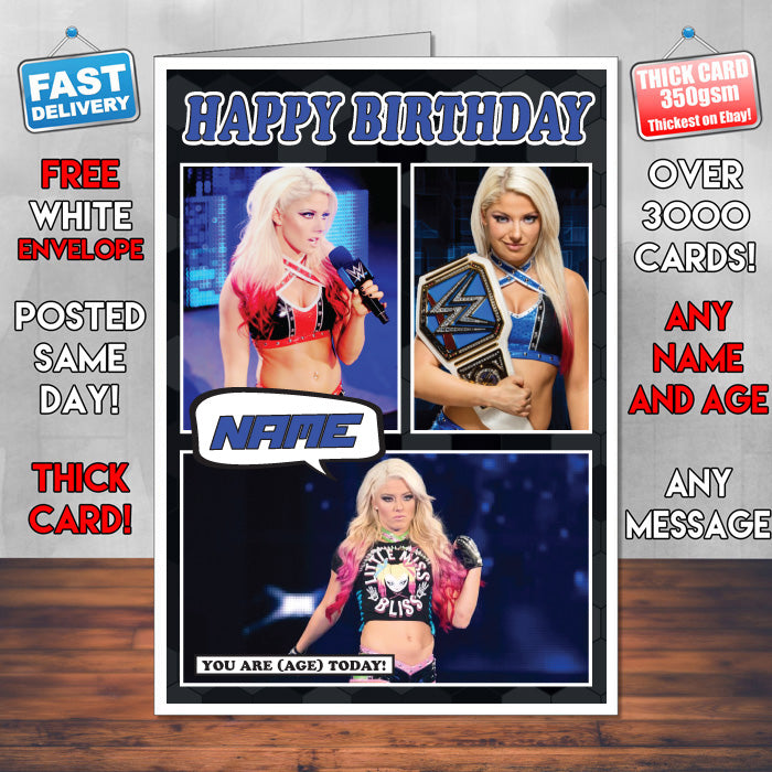 Alexa Bliss KE Inspired Style Personalised Wrestling WWE Birthday Card