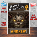 Personalised Alice Madness Returns Cheshire Cat Inspired Style Game Kids Inspired Birthday Card (SA)
