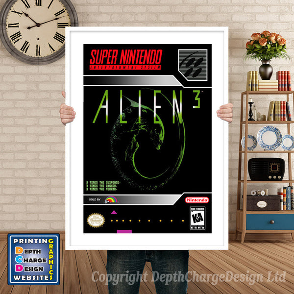Alien 3 Super Nintendo Game Inspired Theme Retro Gaming Poster