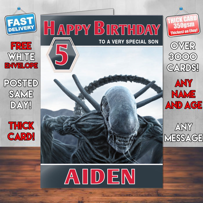 Alien Covenant Theme Style Personalised Kids Inspired Movie Birthday Card (SA)