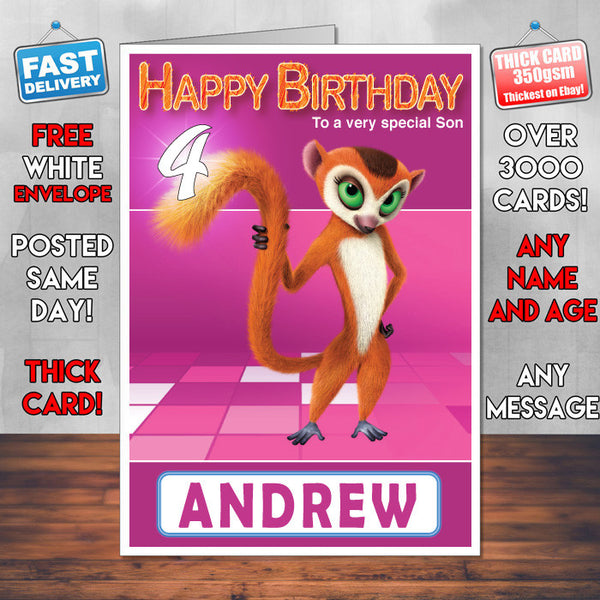 All Hail King Julien 4 Style Theme Personalised Kidshows Birthday Card (SA)