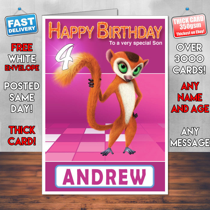 All Hail King Julien 4 Style Theme Personalised Kidshows Birthday Card (SA)