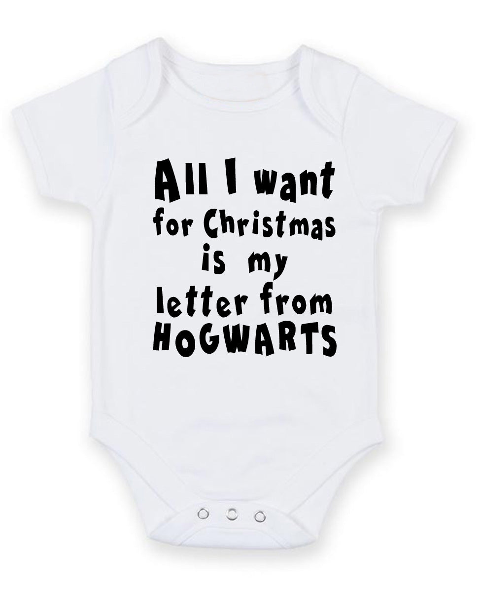 All I Want From Christmas Personalised Baby Boy Girl Unisex Short Sleeve Bodysuit