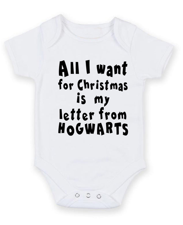 All I Want From Christmas Personalised Baby Boy Girl Unisex Short Sleeve Bodysuit