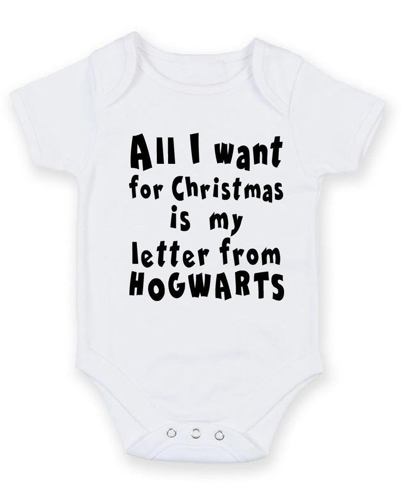 All I Want From Christmas Personalised Baby Boy Girl Unisex Short Sleeve Bodysuit
