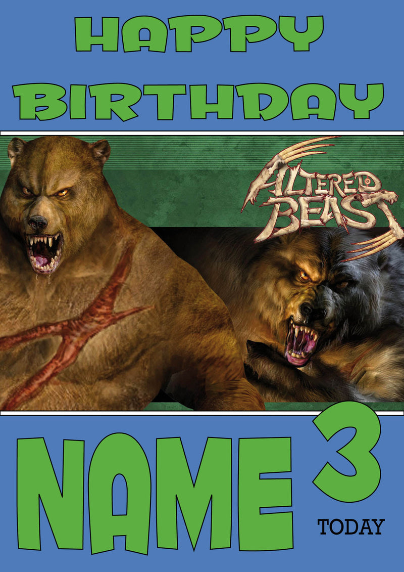 Retro Gaming Altered Beast THEME INSPIRED Kids Adult Personalised Birthday Card