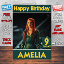 Amber Heard In Aquaman Theme Style Personalised Kids Inspired Movie Birthday Card (SA)