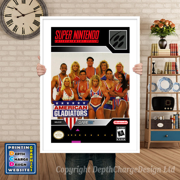 American Gladiators Super Nintendo Game Inspired Theme Retro Gaming Poster