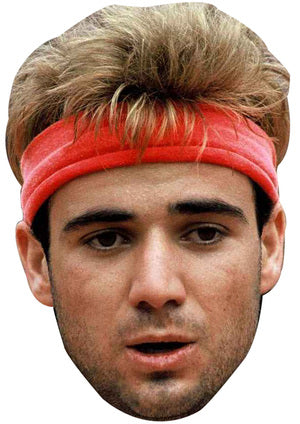 ANDRE AGASSI YOUNG 90'S MASK JB - Tennis Fancy Dress Cardboard Celebrity Party Face Mask