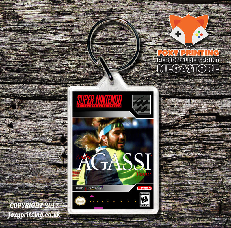 Andre Agassi Tennis Game Inspired Retro Gaming Keyring