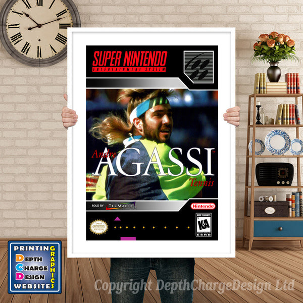 Andre Agassi Tennis Super Nintendo Game Inspired Theme Retro Gaming Poster