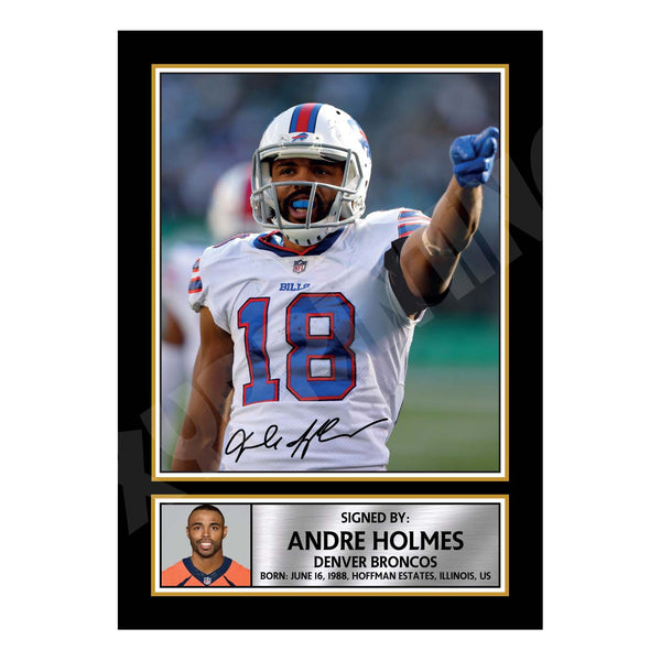 Andre Holmes 1 American Football Printed Signature Print – Reproduction Print