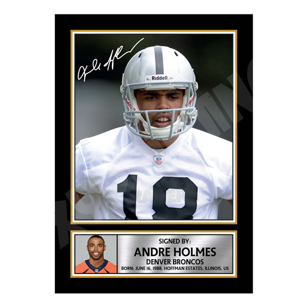 Andre Holmes 2 American Football Printed Signature Print – Reproduction Print