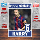 Andres Iniesta Fc Barcelona Theme Inspired Kids Inspired Adult Personalised Sports Birthday Card (SA)