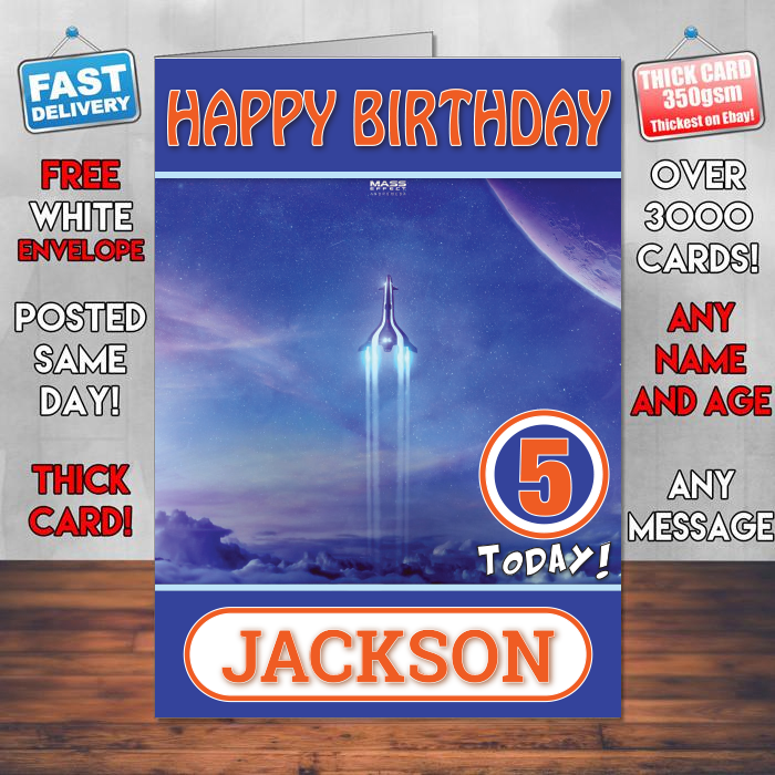 Personalised Andromeda Spaceship Inspired Style Game Kids Inspired Birthday Card (SA)