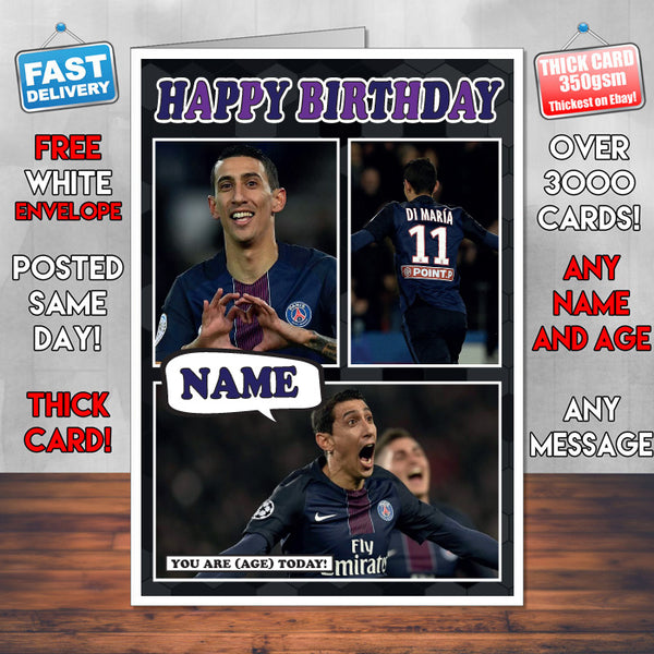 Angel Di Maria PSG Birthday Inspired Style Personalised Football Birthday Card