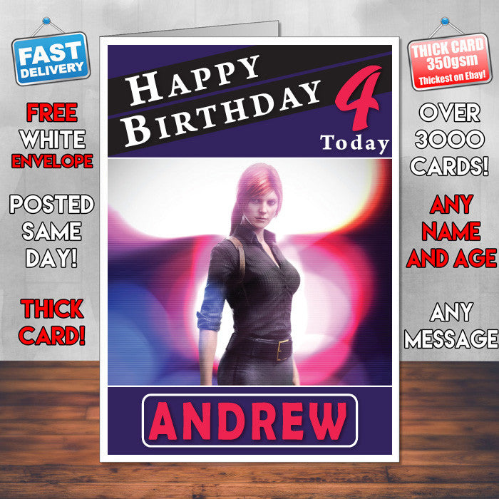 Personalised Anna Grim Splinter Cell Inspired Style Game Kids Inspired Birthday Card (SA)