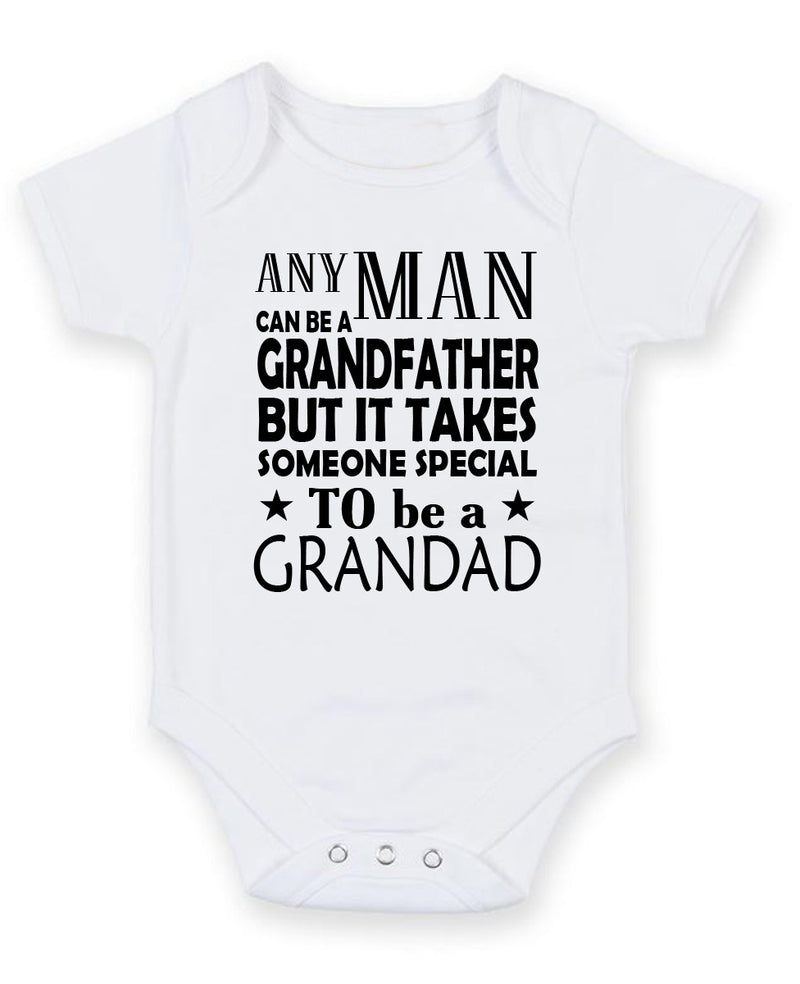 Any Man Can Be A Grandfather Personalised Baby Boy Girl Unisex Short Sleeve Bodysuit