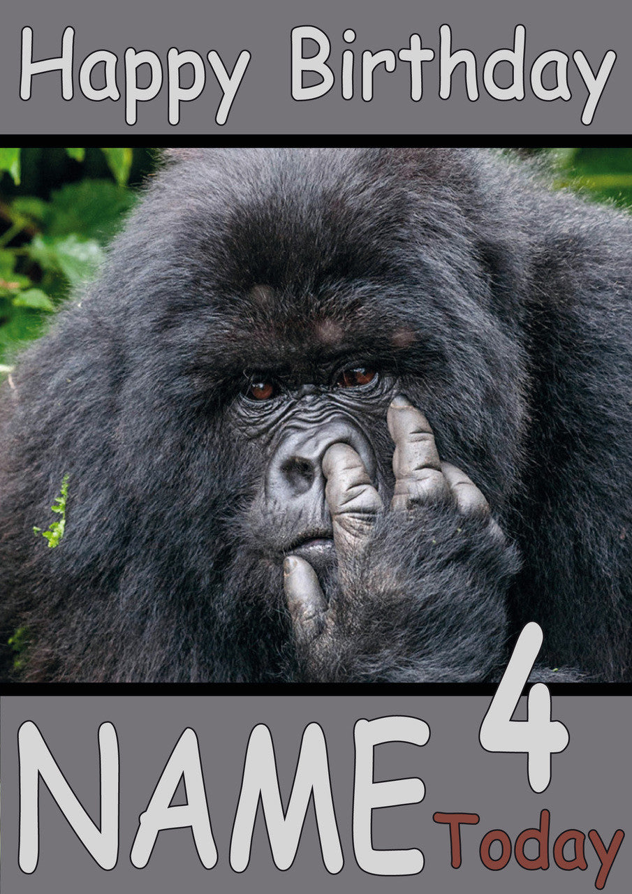 Ape Picking Nose Funny Kids Adult Personalised Birthday Card Gift Present