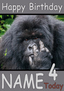 Ape Picking Nose Funny Kids Adult Personalised Birthday Card Gift Present
