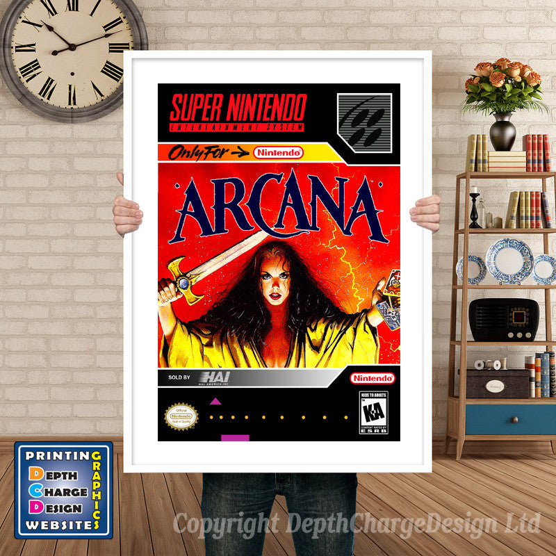 Arcana Super Nintendo GAME INSPIRED THEME Retro Gaming Poster A4 A3 A2 Or A1