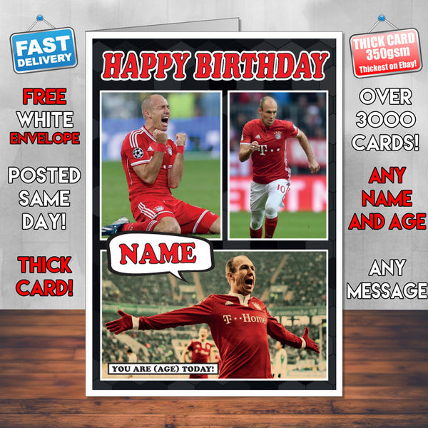 Arjen Robben Bayern M Birthday Inspired Style Personalised Football Birthday Card