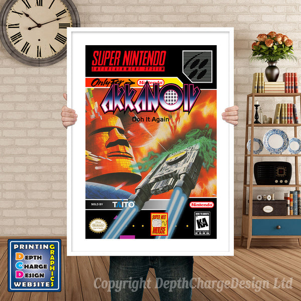 Arkanoid Doh It Again Super Nintendo Game Inspired Theme Retro Gaming Poster