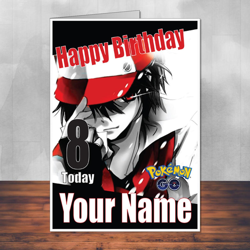 Ash Pokemon Go THEME INSPIRED Kids Adult Personalised Birthday Card Birthday Card